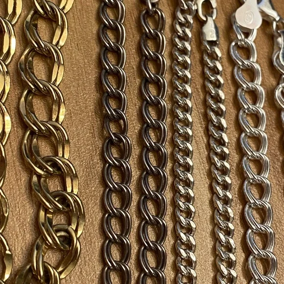 Set of Four EUC 925 Sterling Silver Curb Chain Charm Bracelets - Picture 5 of 15
